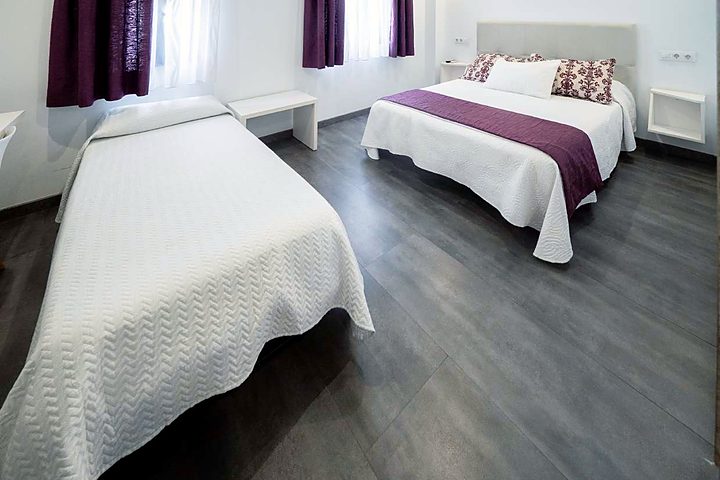 The extra bed, made up